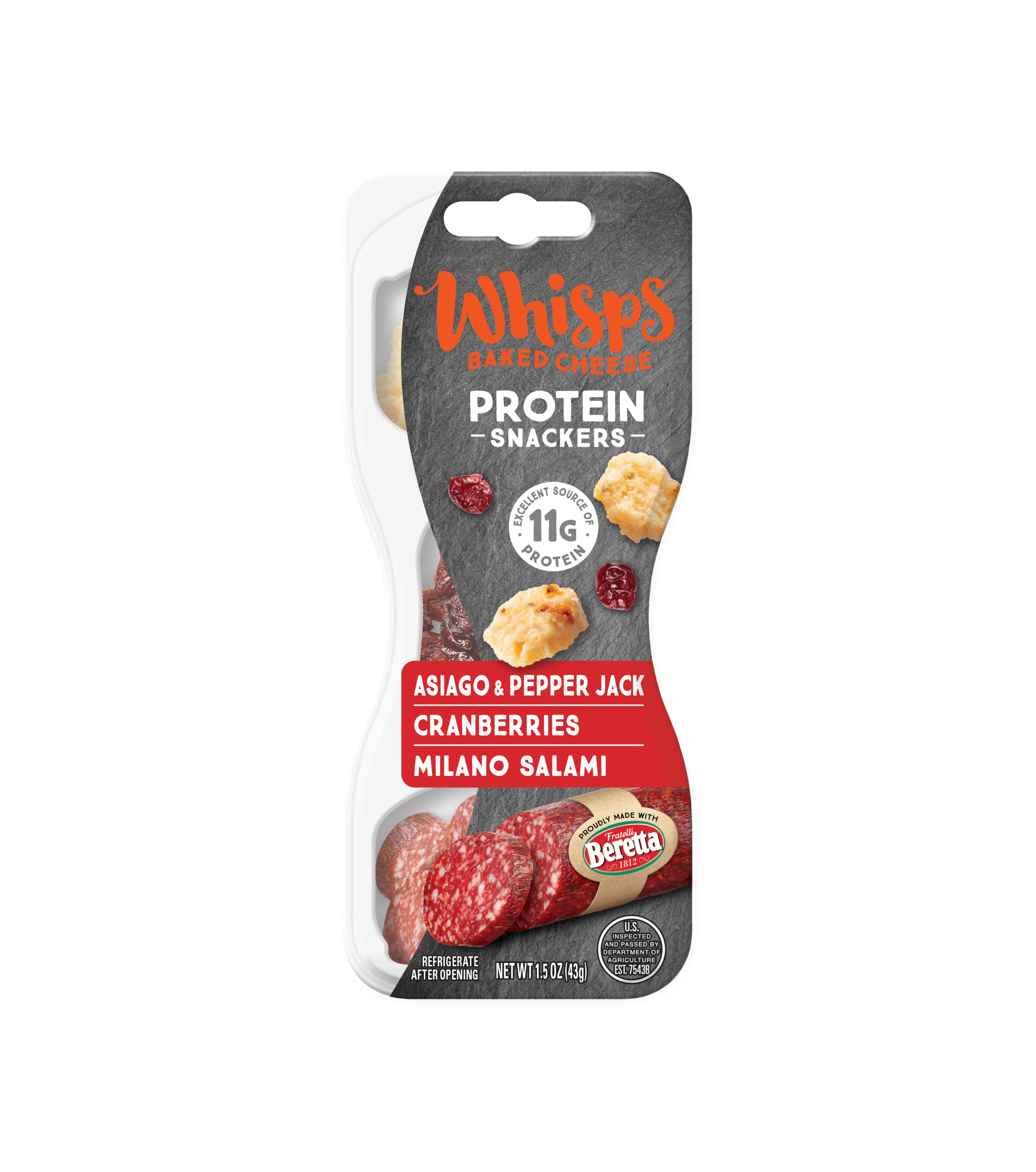 Asiago & Pepper Jack, Cranberries, Milano Salami Protein Snackers