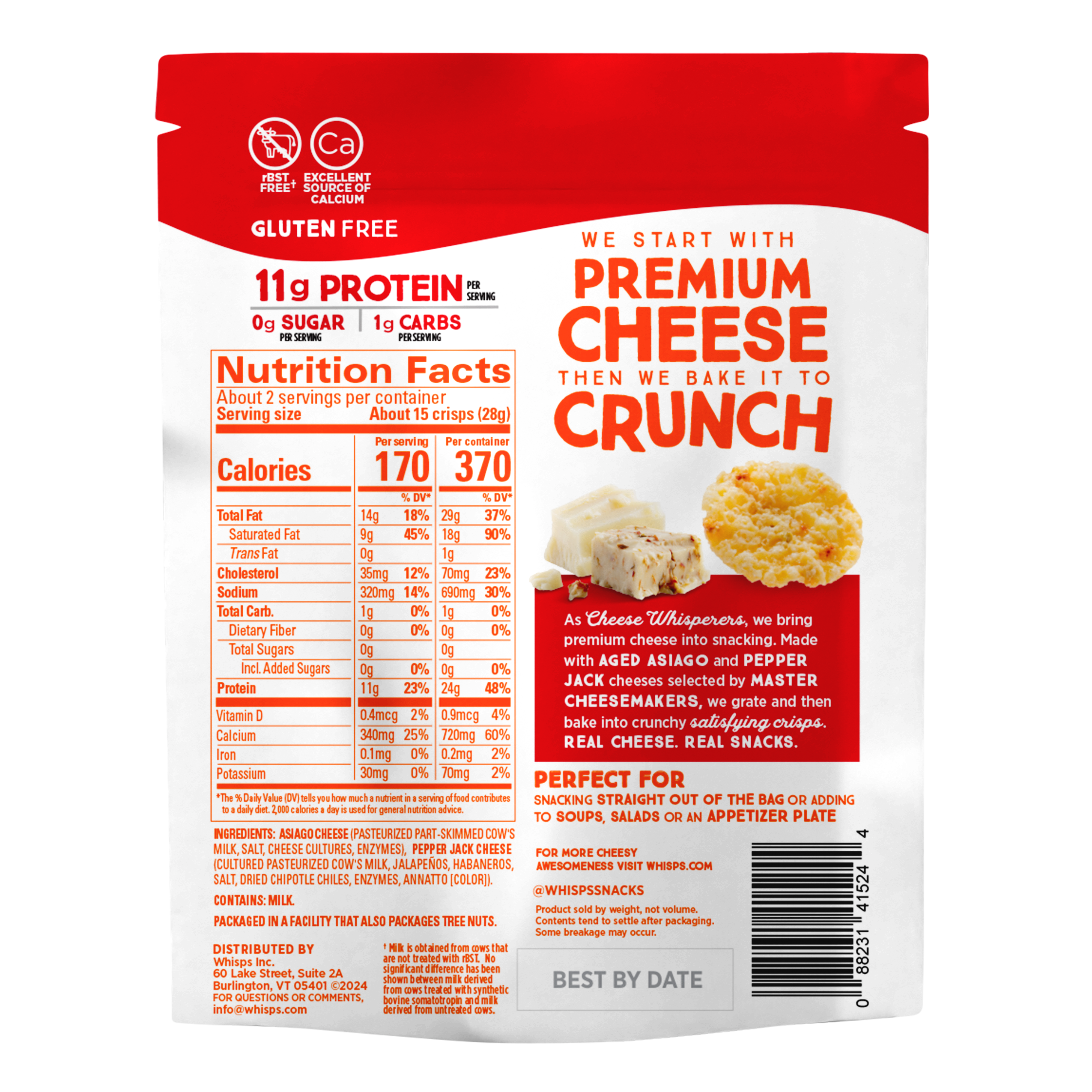 Asiago and Pepper Jack Cheese Crisps 2.12 oz