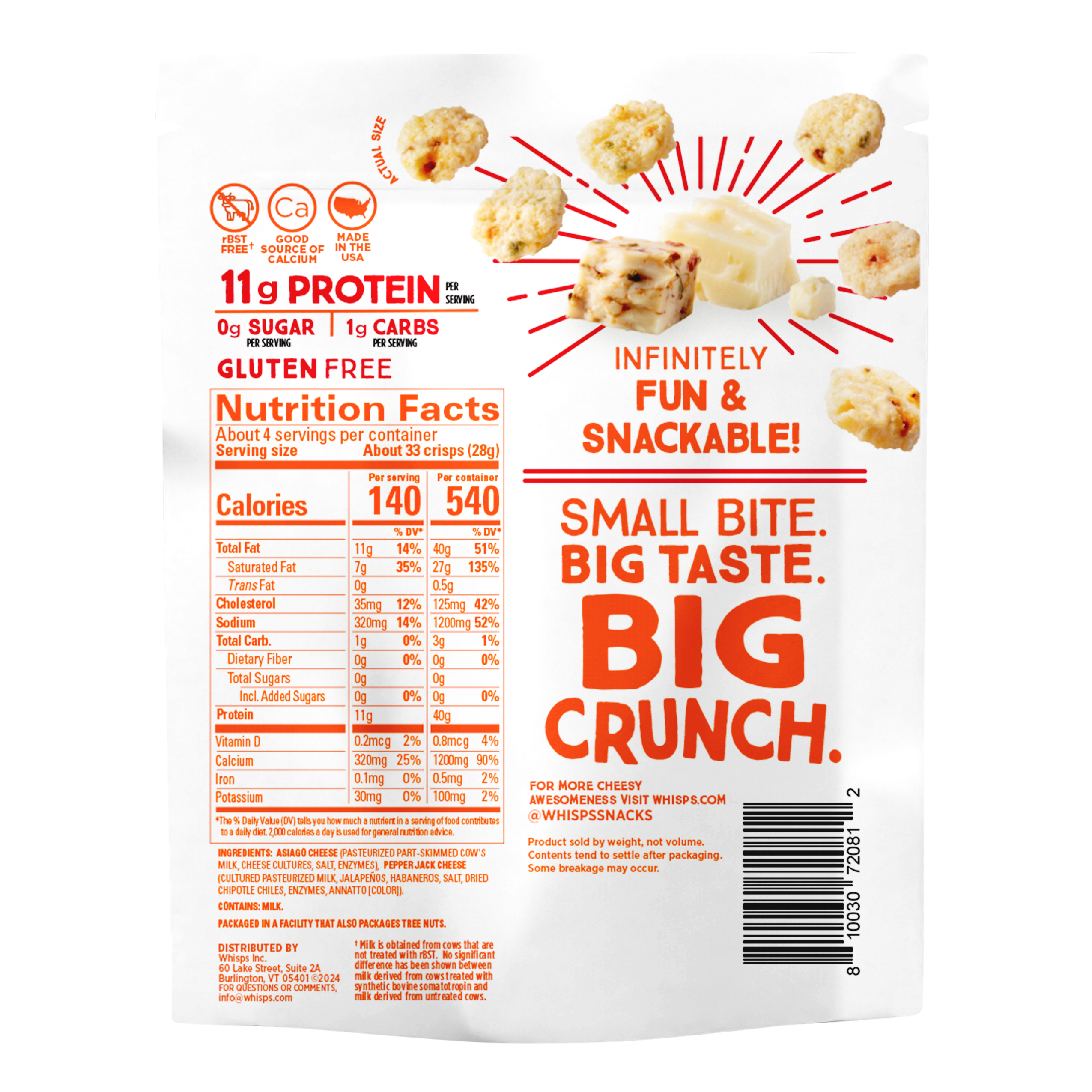 Asiago and Pepper Jack Cheese Crisps 3.75 oz