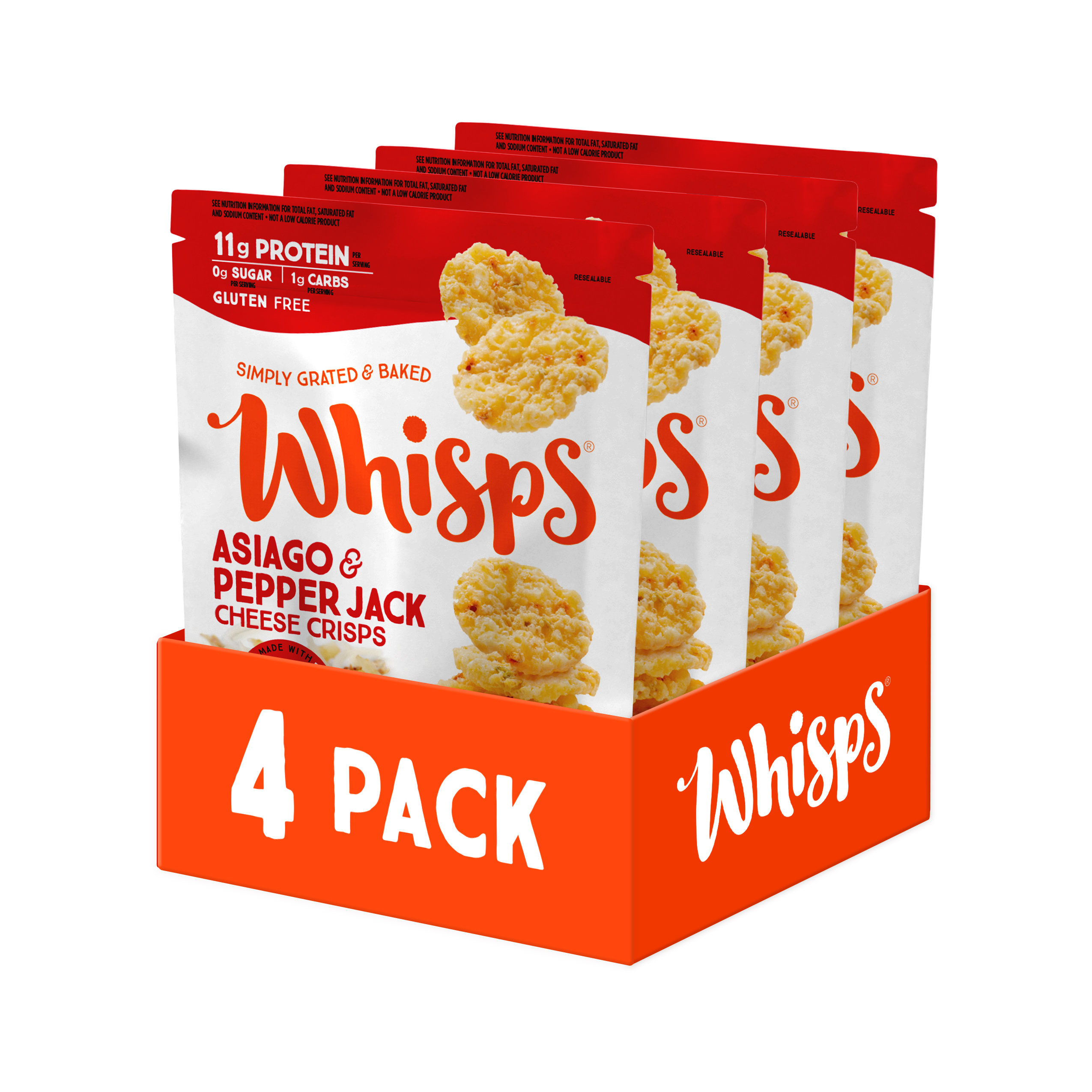 Asiago and Pepper Jack Cheese Crisps 2.12 oz • 4 Pack