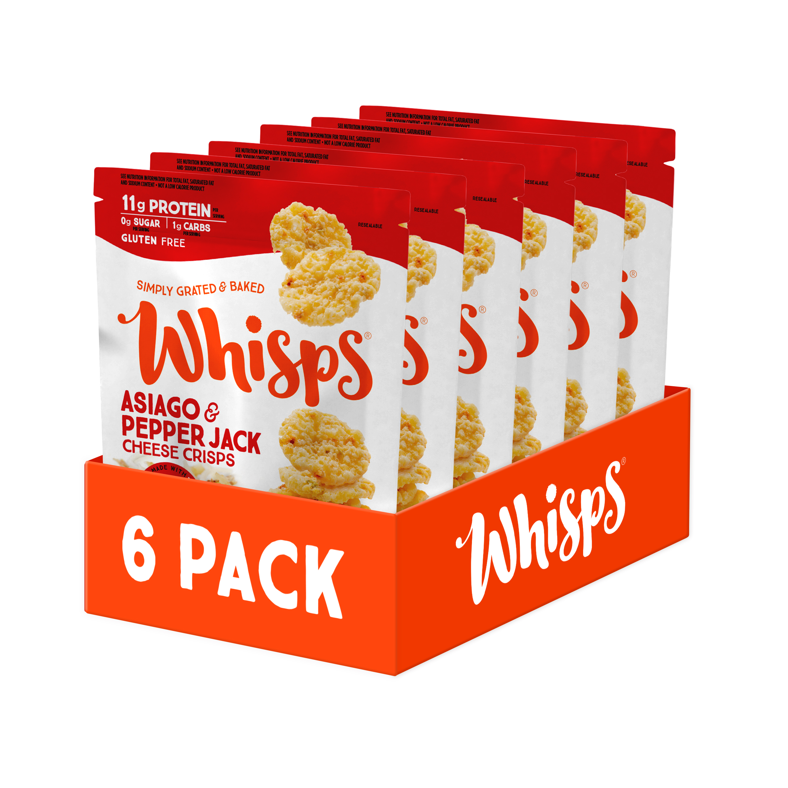 Asiago and Pepper Jack Cheese Crisps 2.12 oz • 6 Pack
